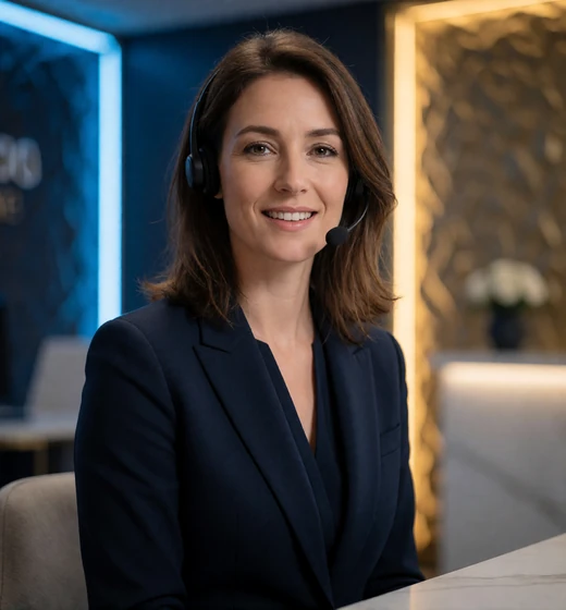 Pers&ouml;nliche VIP-Account-Managerin mit Headset im Premium-Concierge-B&uuml;ro von 30bet Casino